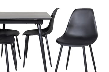 Silar Rektangulär Matgrupp 120-160 cm med 4 Polar Matstolar - svart - Möbler - Matplats - Matgrupp & matbord med stolar