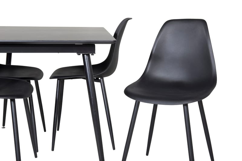 Silar Rektangulär Matgrupp 120-160 cm med 4 Polar Matstolar - svart - Möbler - Matplats - Matgrupp & matbord med stolar