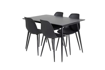 Silar Rektangulär Matgrupp 120-160 cm med 4 Polar Matstolar - svart - Möbler - Matplats - Matgrupp & matbord med stolar