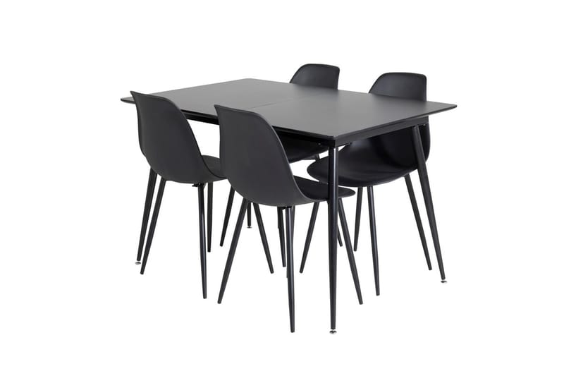 Silar Rektangulär Matgrupp 120-160 cm med 4 Polar Matstolar - svart - Möbler - Matplats - Matgrupp & matbord med stolar