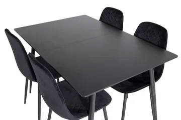 Silar Rektangulär Matgrupp 120-160 cm med 4 Polar Matstolar - svart - Möbler - Matplats - Matgrupp & matbord med stolar