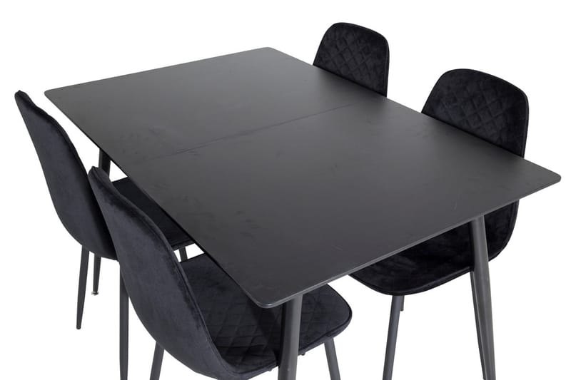 Silar Rektangulär Matgrupp 120-160 cm med 4 Polar Matstolar - svart - Möbler - Matplats - Matgrupp & matbord med stolar