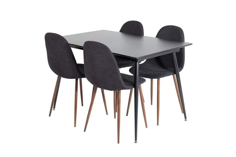 Silar Rektangulär Matgrupp 120-160 cm med 4 Polar Matstolar - svart - Möbler - Matplats - Matgrupp & matbord med stolar