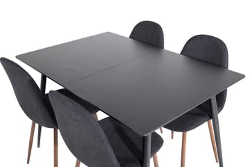 Silar Rektangulär Matgrupp 120-160 cm med 4 Polar Matstolar - svart - Möbler - Matplats - Matgrupp & matbord med stolar