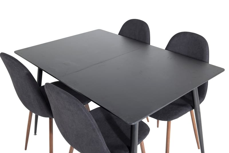 Silar Rektangulär Matgrupp 120-160 cm med 4 Polar Matstolar - svart - Möbler - Matplats - Matgrupp & matbord med stolar