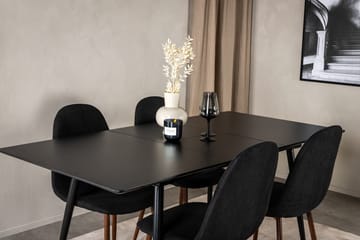 Silar Rektangulär Matgrupp 120-160 cm med 4 Polar Matstolar - svart - Möbler - Matplats - Matgrupp & matbord med stolar