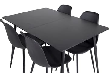 Silar Rektangulär Matgrupp 120-160 cm med 4 Polar Matstolar - svart - Möbler - Matplats - Matgrupp & matbord med stolar