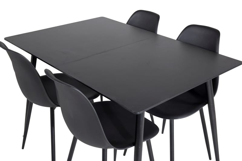 Silar Rektangulär Matgrupp 120-160 cm med 4 Polar Matstolar - svart - Möbler - Matplats - Matgrupp & matbord med stolar