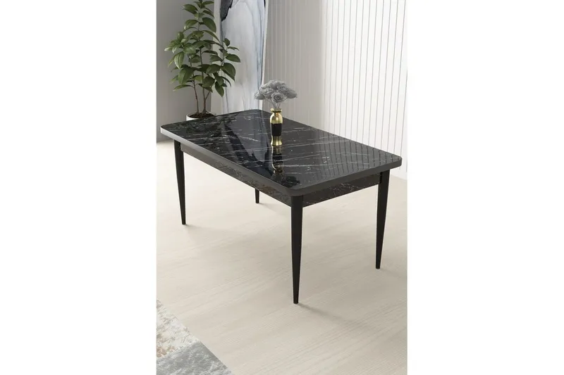 Sivaji Matbord 110 cm Rektangulär - Svart Marmor/Svart - Möbler - Matplats - Matbord & köksbord