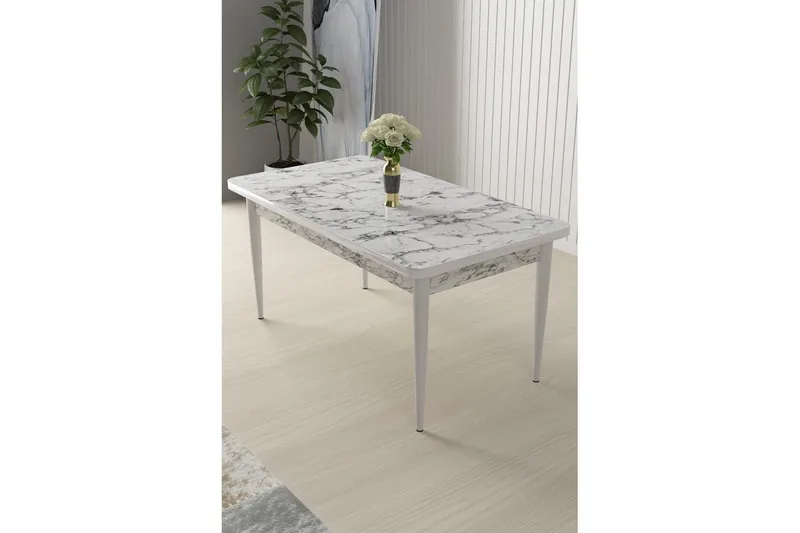 Sivaji Matbord 110 cm Rektangulär - Vit Marmor/Vit - Möbler - Matplats - Matbord & köksbord