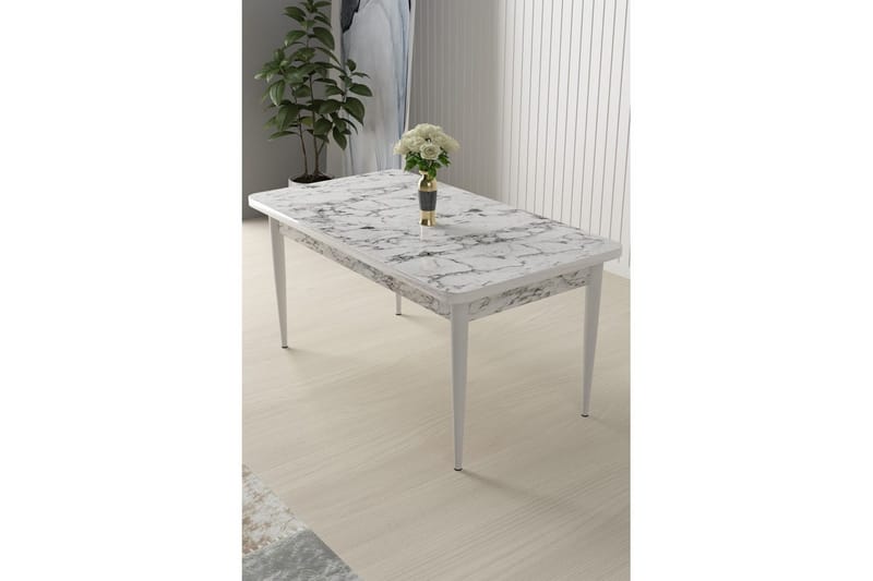 Sivaji Matbord 110 cm Rektangulär - Vit Marmor/Vit - Möbler - Matplats - Matbord & köksbord