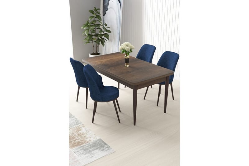 Sivaji Matgrupp 4-sits - Brun/Navy - Möbler - Matplats - Matgrupp & matbord med stolar