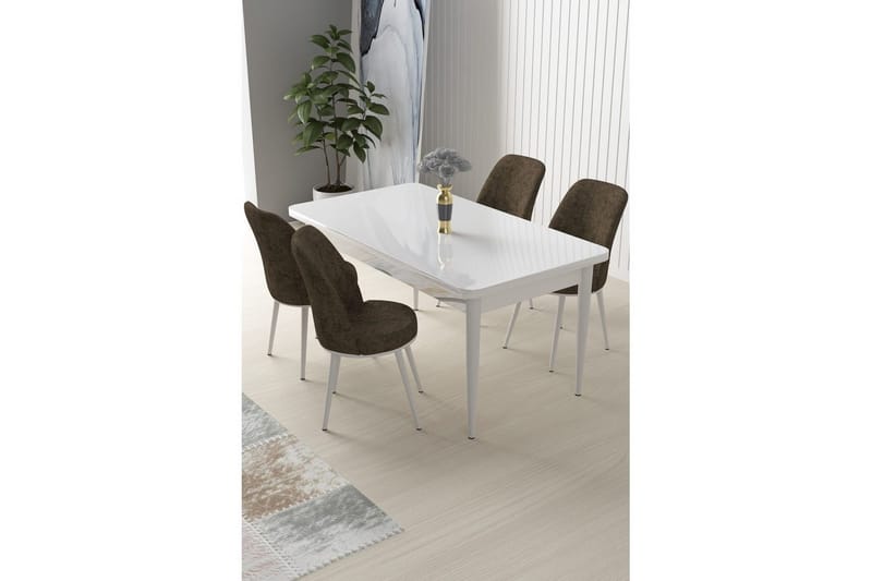 Sivaji Matgrupp 4-sits - Vit/Brun - Möbler - Matplats - Matgrupp & matbord med stolar
