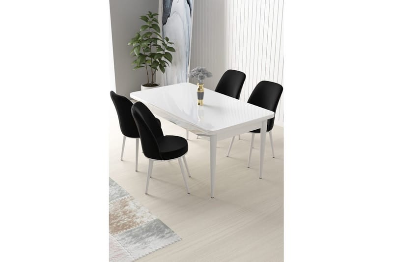 Sivaji Matgrupp 4-sits - Vit/Svart - Möbler - Matplats - Matgrupp & matbord med stolar