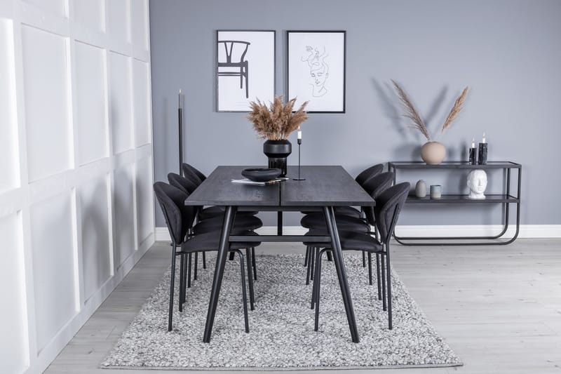 Sleek Matbord 195 cm Förlängningsbart med 6 Vault Matstol - Möbler - Matplats - Matgrupp & matbord med stolar