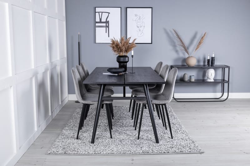 Sleek Matbord 195 cm Förlängningsbart med 6 Polar Köksstol - Möbler - Matplats - Matgrupp & matbord med stolar