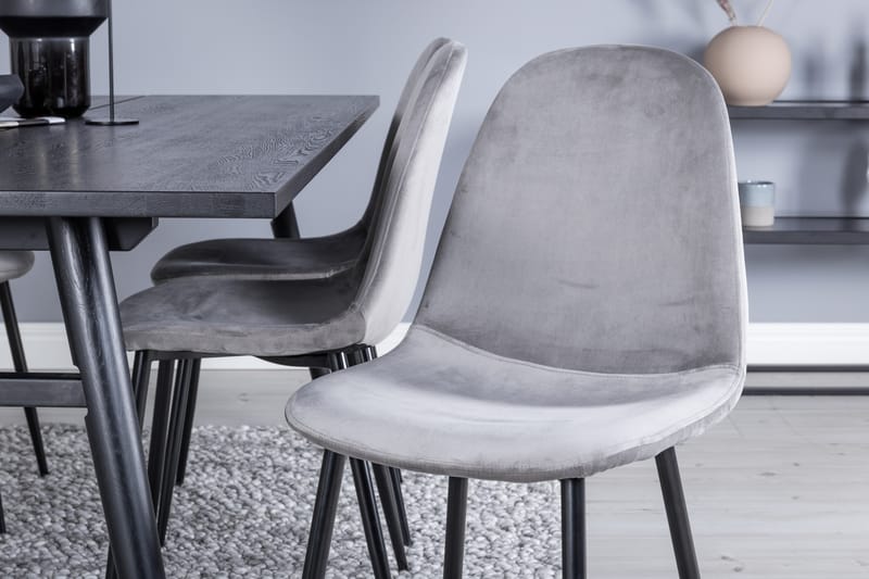 Sleek Matgrupp Förlängningsbar 195 cm Rektangulär med 6 Polar stolar - Svart - Möbler - Matplats - Matgrupp & matbord med stolar