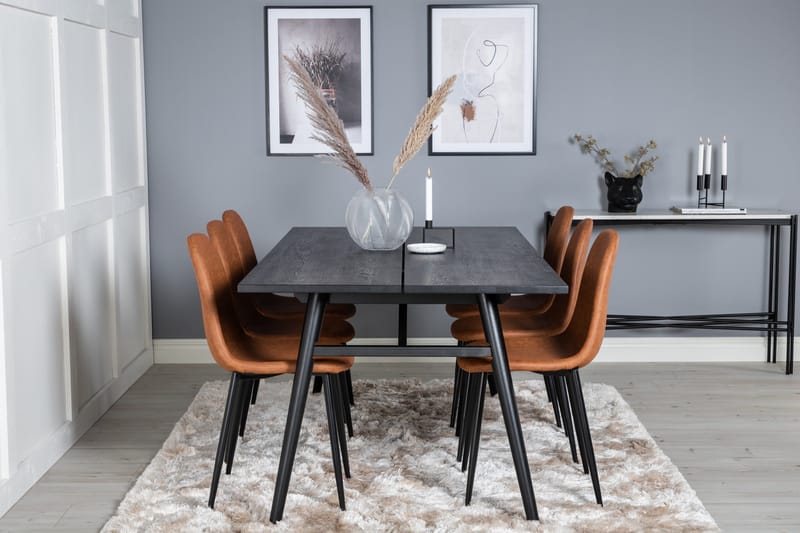 Sleek Matgrupp Förlängningsbar 195 cm Rektangulär med 6 Polar stolar - Möbler - Matplats - Matgrupp & matbord med stolar