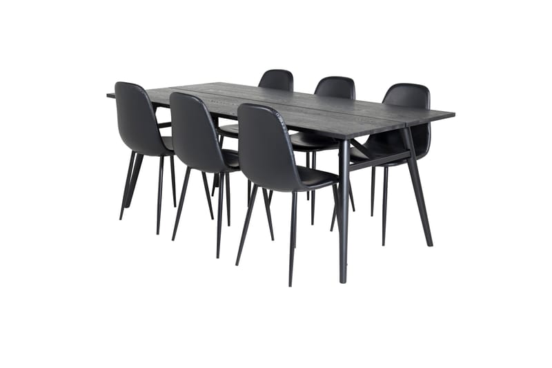 Sleek Matgrupp Förlängningsbar 195 cm Rektangulär med 6 Polar stolar - Svart - Möbler - Matplats - Matgrupp & matbord med stolar