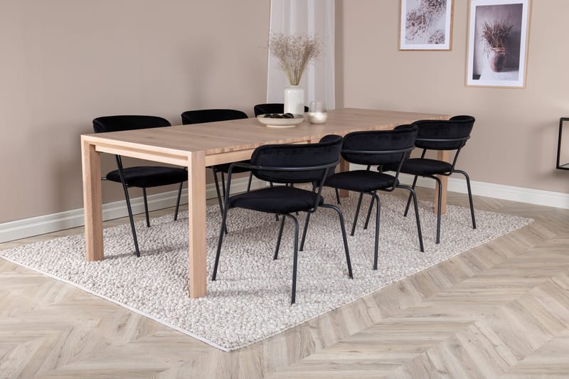 Slider Matgrupp Förlängningsbar 170 cm Rektangulär med 6 Arrow stolar - Svart - Möbler - Matplats - Matgrupp & matbord med stolar