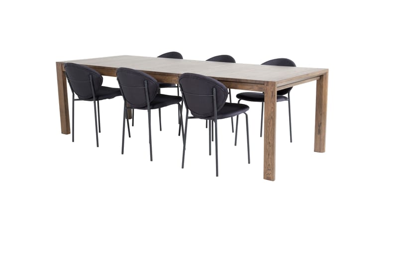 Slider Matgrupp Förlängningsbar 170 cm Rektangulär med 6 Vault stolar - Svart - Möbler - Matplats - Matgrupp & matbord med stolar