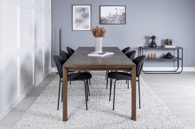 Slider Matgrupp Förlängningsbar 170 cm Rektangulär med 6 Vault stolar - Svart - Möbler - Matplats - Matgrupp & matbord med stolar