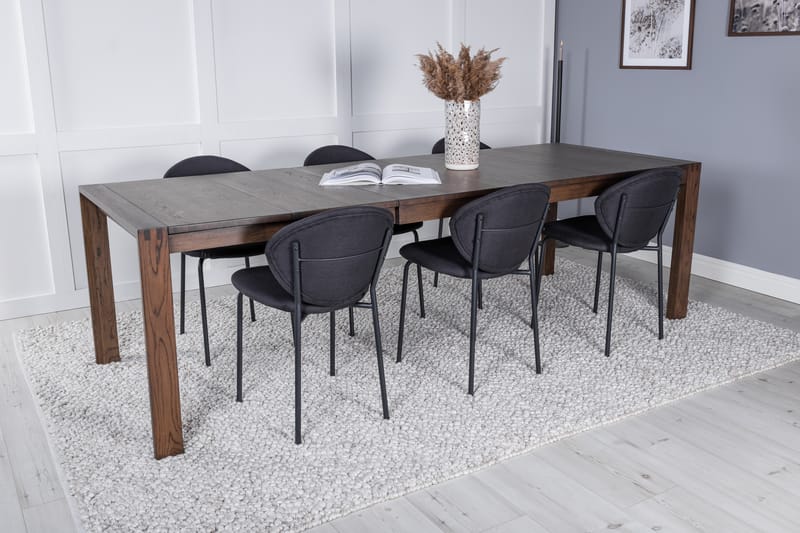 Slider Matgrupp Förlängningsbar 170 cm Rektangulär med 6 Vault stolar - Svart - Möbler - Matplats - Matgrupp & matbord med stolar