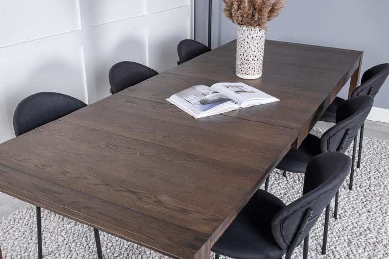 Slider Matgrupp Förlängningsbar 170 cm Rektangulär med 6 Vault stolar - Svart - Möbler - Matplats - Matgrupp & matbord med stolar