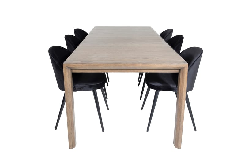 Slider Matgrupp Förlängningsbar 170 cm Rektangulär med 6 Velvet stolar - Svart - Möbler - Matplats - Matgrupp & matbord med stolar