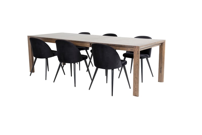 Slider Matgrupp Förlängningsbar 170 cm Rektangulär med 6 Velvet stolar - Svart - Möbler - Matplats - Matgrupp & matbord med stolar