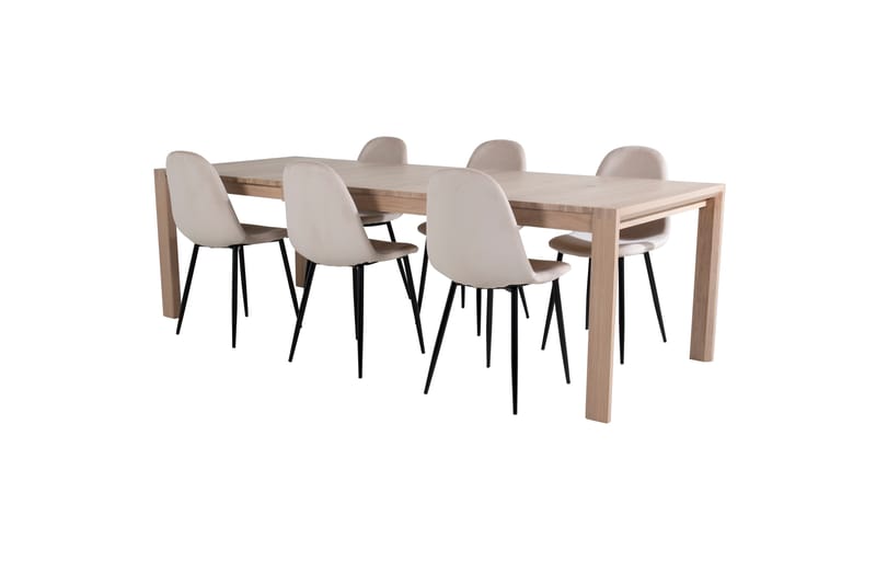 Slider Matgrupp Förlängningsbar 170 cm Rektangulär med 6 Polar stolar - Beige - Möbler - Matplats - Matgrupp & matbord med stolar