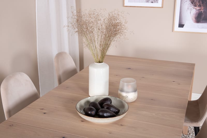 Slider Matgrupp Förlängningsbar 170 cm Rektangulär med 6 Polar stolar - Beige - Möbler - Matplats - Matgrupp & matbord med stolar