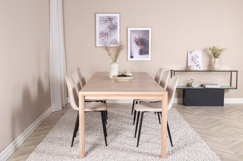 Slider Matgrupp Förlängningsbar 170 cm Rektangulär med 6 Polar stolar - Beige - Möbler - Matplats - Matgrupp & matbord med stolar
