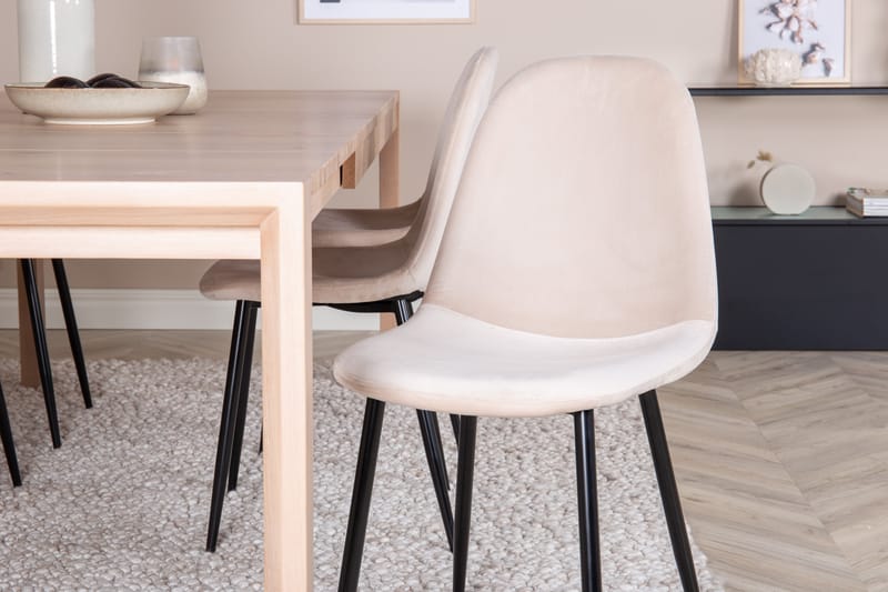 Slider Matgrupp Förlängningsbar 170 cm Rektangulär med 6 Polar stolar - Beige - Möbler - Matplats - Matgrupp & matbord med stolar