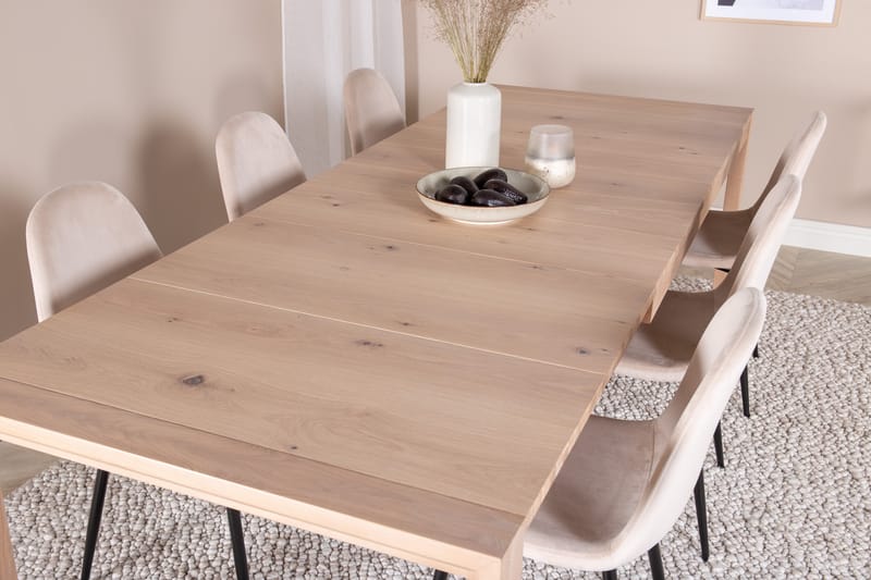 Slider Matgrupp Förlängningsbar 170 cm Rektangulär med 6 Polar stolar - Beige - Möbler - Matplats - Matgrupp & matbord med stolar