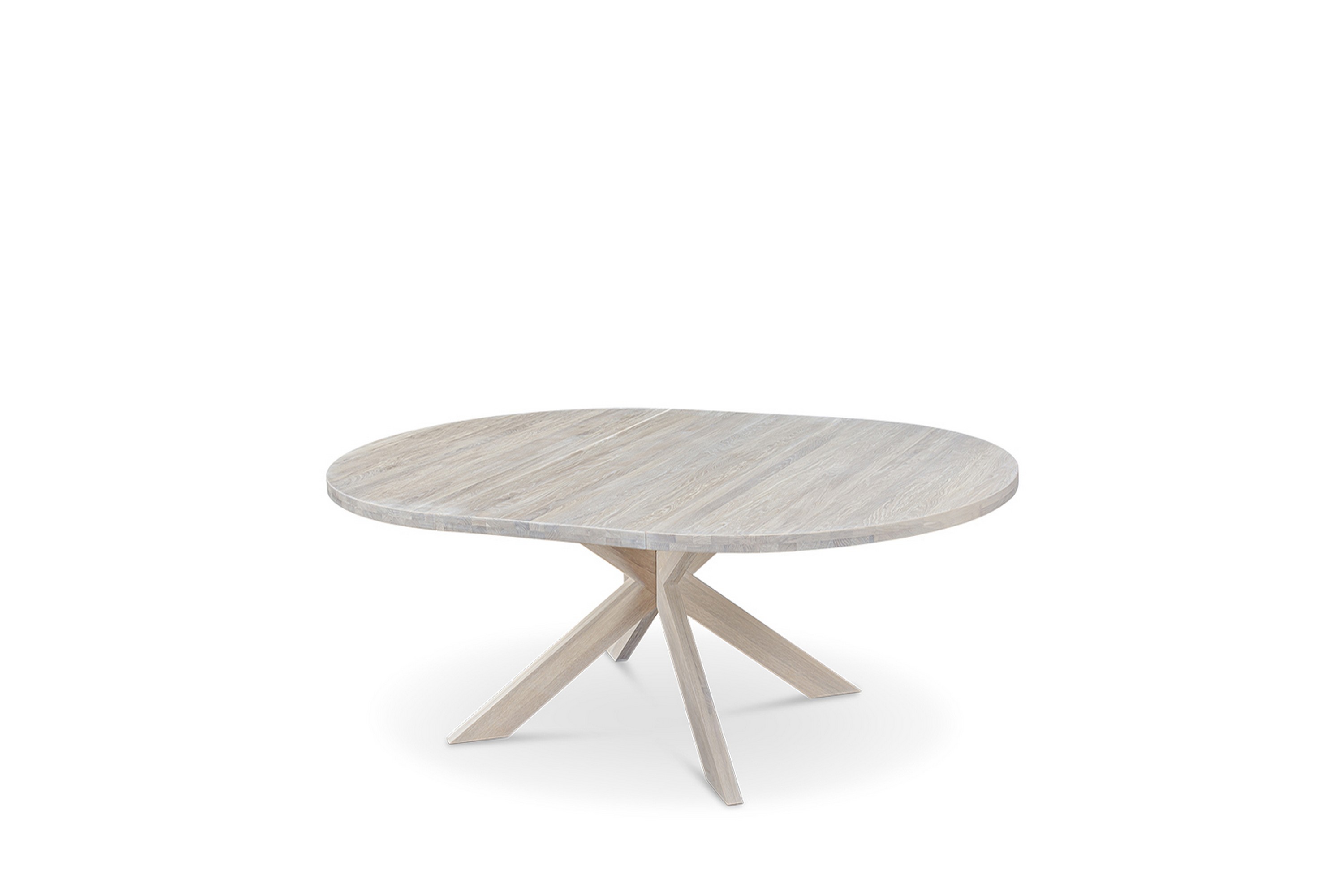 slite förlängningsbart matbord 140-180 cm runt  i massivt trä - ljusgrå/natur