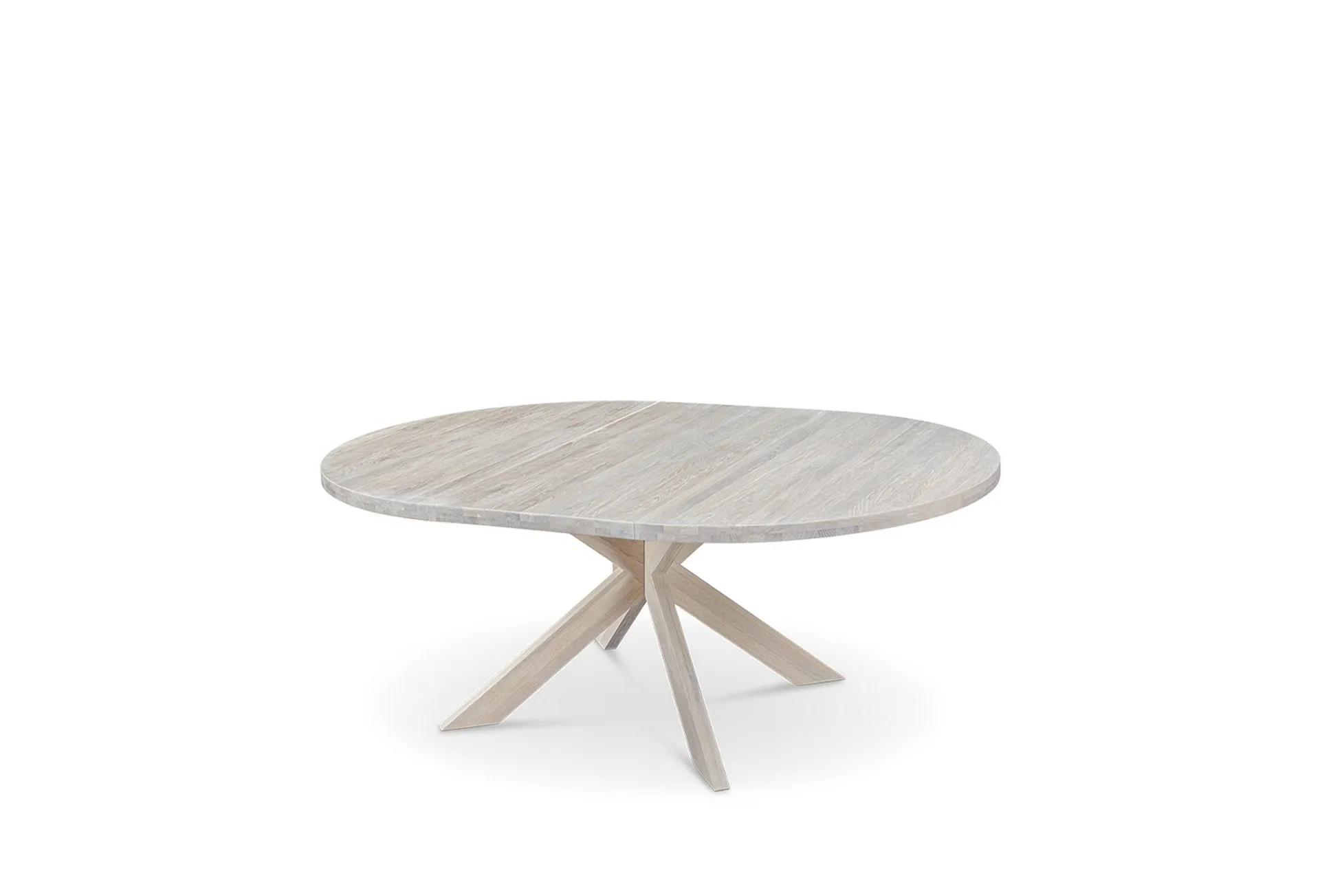 slite förlängningsbart matbord 140-180 cm runt  i massivt trä - ljusgrå/natur