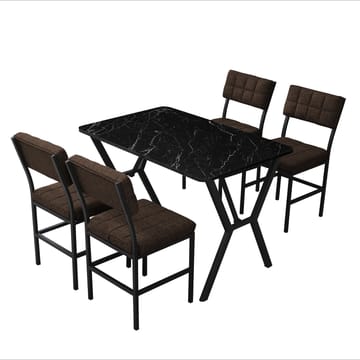 Stedum Matgrupp Bord 110 cm + 4 Stolar - Brun Och Svart - Möbler - Matplats - Matgrupp & matbord med stolar