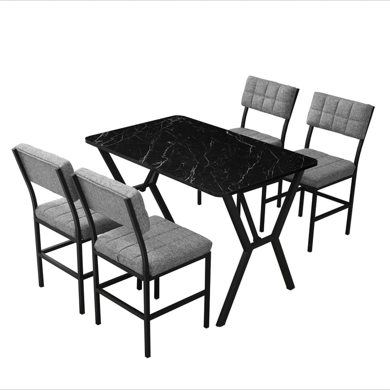 Stedum Matgrupp Bord 110 cm + 4 Stolar - Grå Och Svart - Möbler - Matplats - Matgrupp & matbord med stolar