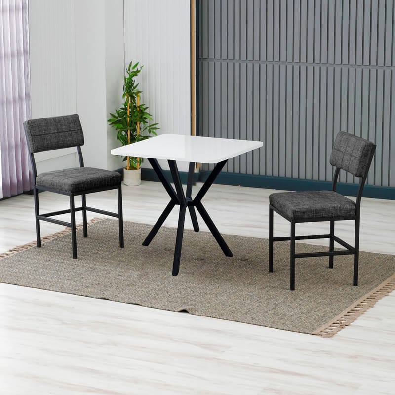 Stedum Matgrupp Bord 70 cm + 2 Stolar - Antracit Och Vit - Möbler - Matplats - Matgrupp & matbord med stolar