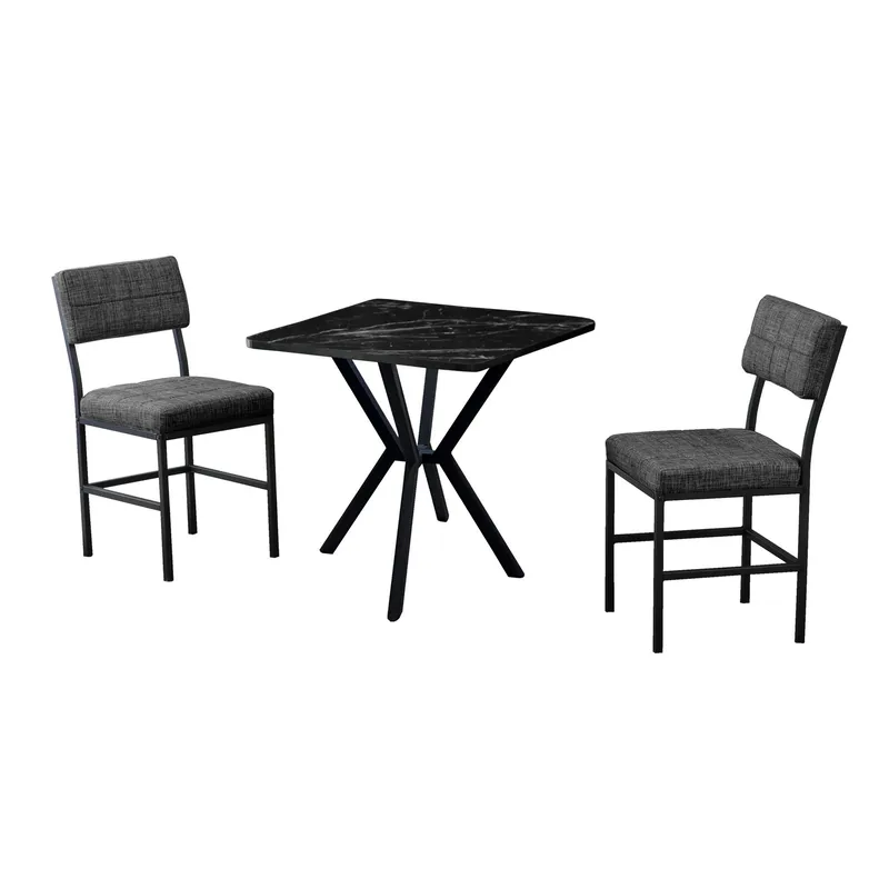 Stedum Matgrupp Bord 70 cm + 2 Stolar, Antracit/Svart