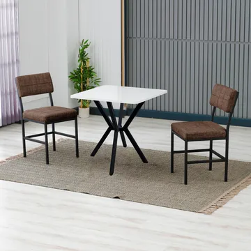 Stedum Matgrupp Bord 70 cm + 2 Stolar - Brun Vit - Möbler - Matplats - Matgrupp & matbord med stolar