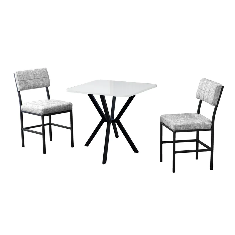 Stedum Matgrupp Bord 70 cm + 2 Stolar, Grå Och Vit