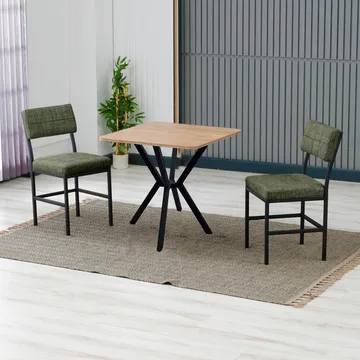 Stedum Matgrupp Bord 70 cm + 2 Stolar - Grön Valnöt - Möbler - Matplats - Matgrupp & matbord med stolar