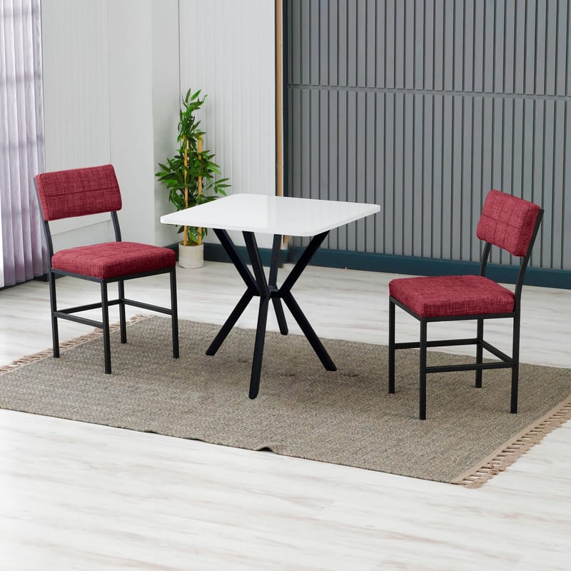 Stedum Matgrupp Bord 70 cm + 2 Stolar - Vinröd Vit - Möbler - Matplats - Matgrupp & matbord med stolar