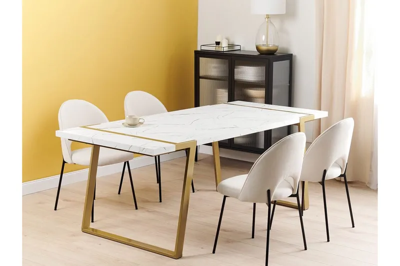 Stensby Matbord 90x200 cm - Vit/Guld - Möbler - Matplats - Matbord & köksbord