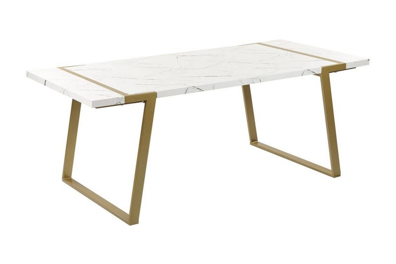Stensby Matbord 90x200 cm, Vit/Guld