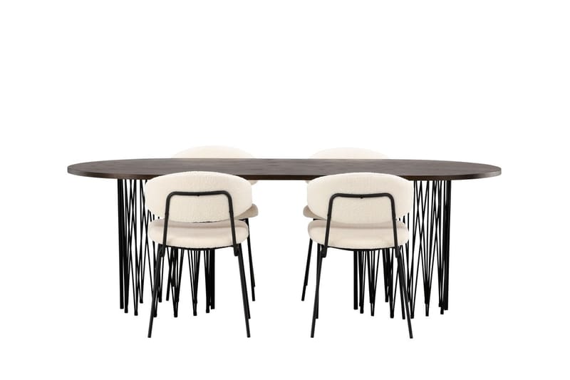 Stone Matbord 220x100x74 cm Oval med 4 Chico Matstol - Möbler - Matplats - Matgrupp & matbord med stolar