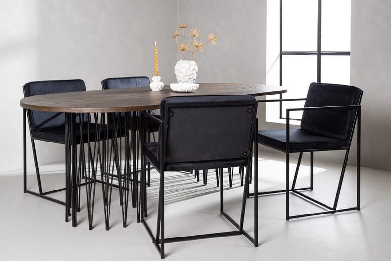 Stone Matbord 220x100x74 cm Oval med 4 Richmond Matstol - Möbler - Matplats - Matgrupp & matbord med stolar