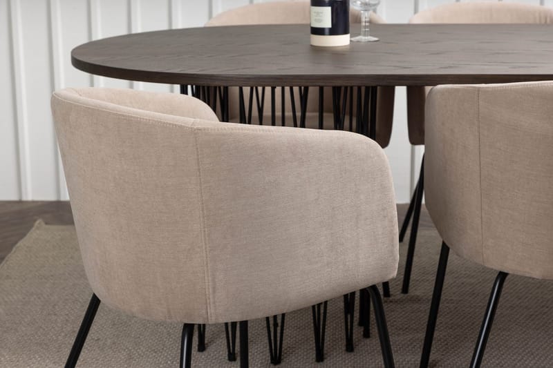 Stone Matbord 220x100x74 cm Oval med 6 Berit Karmstol med Armstöd - Möbler - Matplats - Matgrupp & matbord med stolar